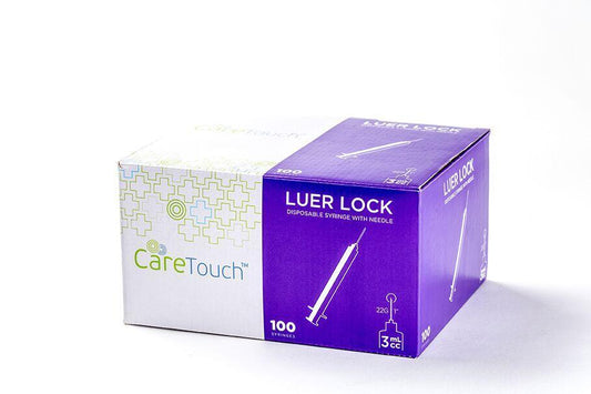 Care Touch Syringes Luer Lock with Needles, 3ml 22GX1 (Case of 12 units)