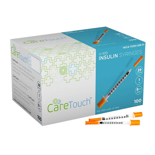 Care Touch U-100 Insulin Syringes 29g 5/16" - 8mm 1cc (Case of 5 units)