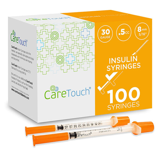 Care Touch U-100 Insulin Syringes 30g 5/16" - 8mm .5cc (Case of 5 units)