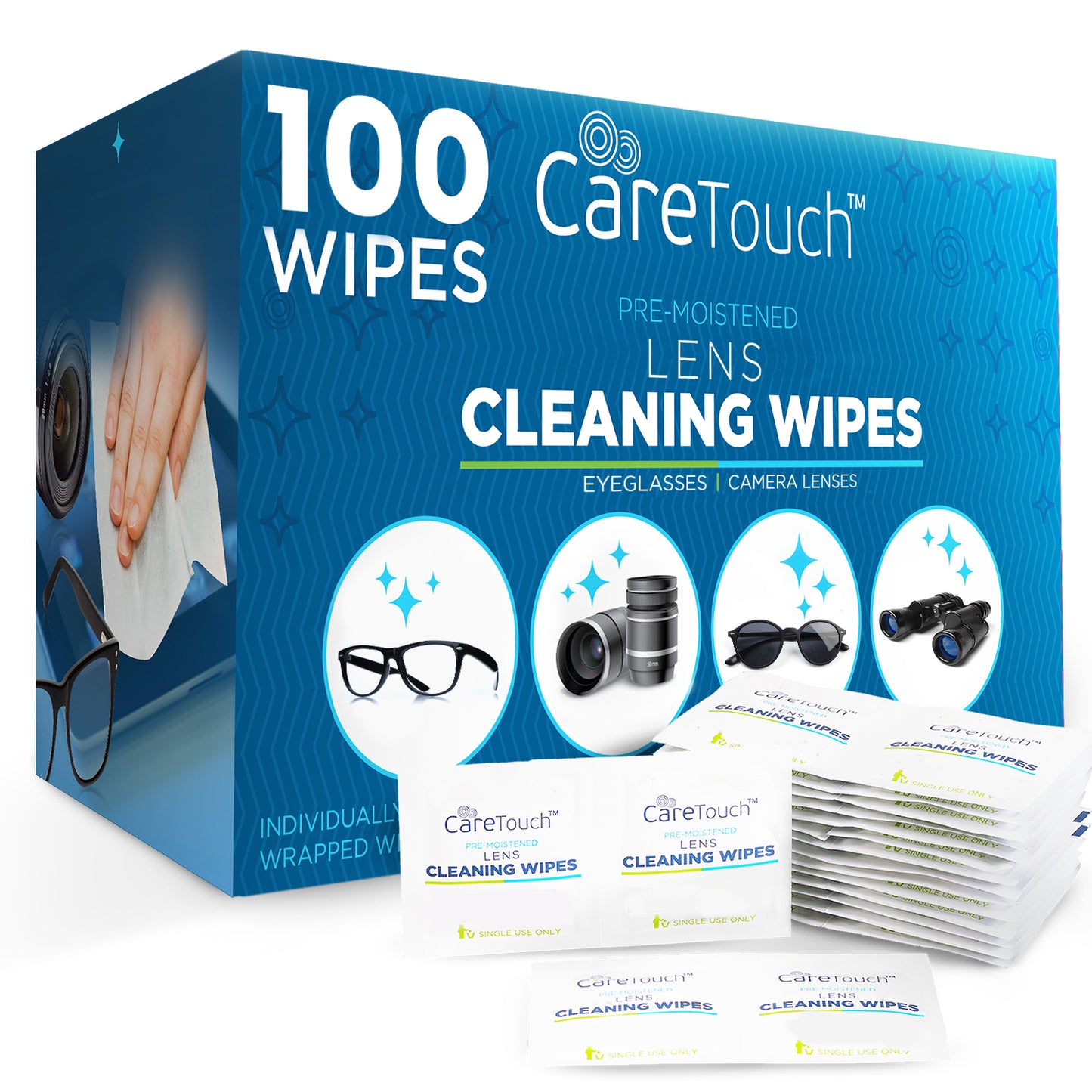 Care Touch Lens Wipes 100ct (Case of 40 units)
