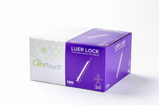 Care Touch Syringes Luer Lock with Needles, 3ml 22GX1.1/2 (Case of 12 units)