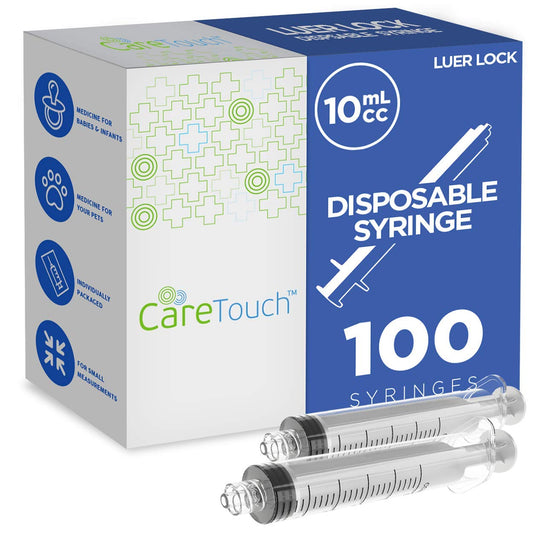 Care Touch Syringe with Luer Lock Tip, 10ml - 100 Sterile Syringes (No needle) (Case of 6 units)