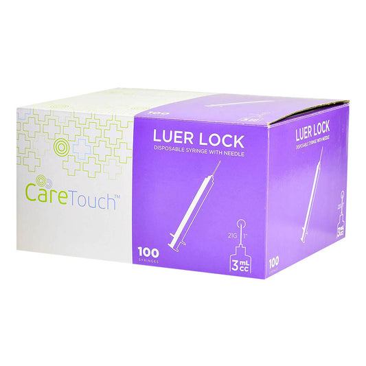 Care Touch Syringes Luer Lock with Needles, 3ml 21GX1 (Case of 12 units)